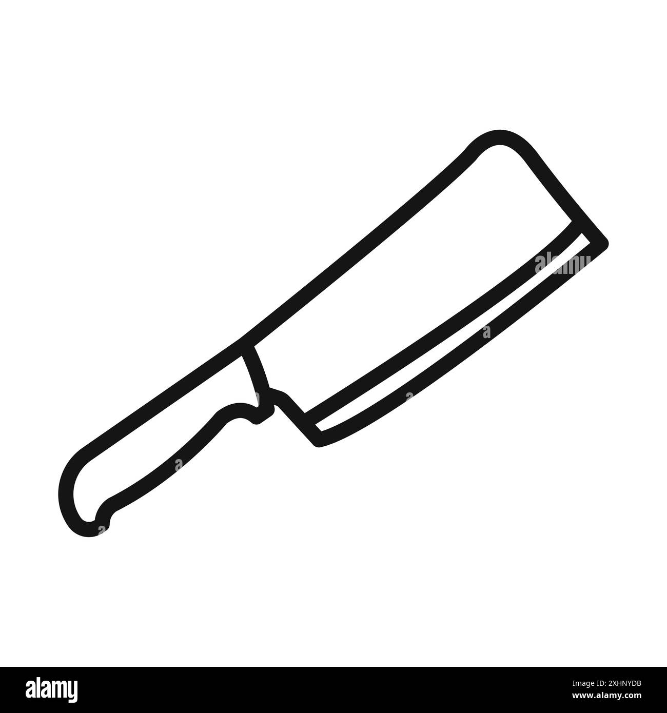 Icona del coltello da cuoco, vettore d'arte della linea nera in bianco e nero, insegna della collezione del set di contorni Illustrazione Vettoriale