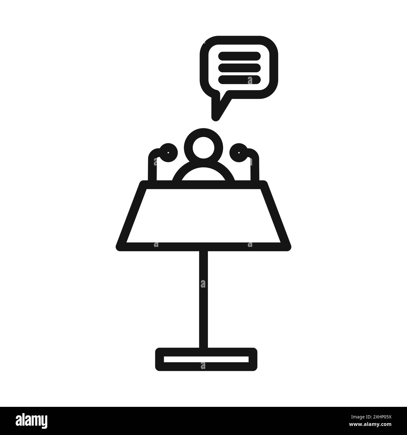 Icona della conferenza stampa vettore grafico linea nera in bianco e nero segno di raccolta del set di contorni Illustrazione Vettoriale