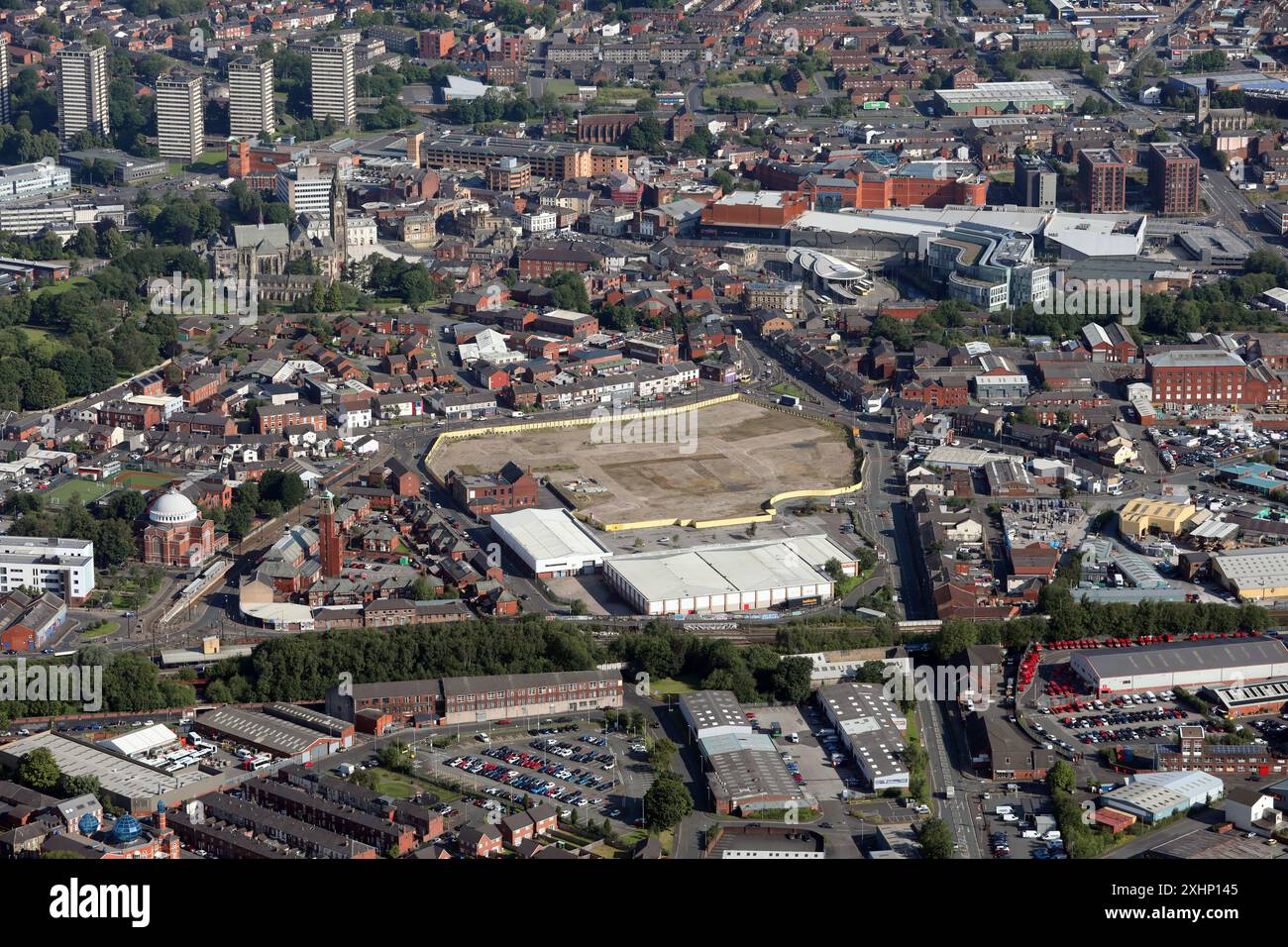 Vista aerea della città di Rochdale nella Greater Manchester Foto Stock