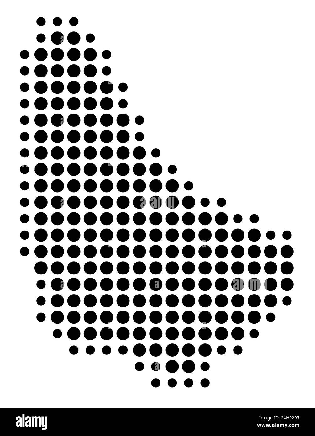 Mappa astratta delle Barbados che mostra l'area del paese con un modello di cerchi neri Illustrazione Vettoriale