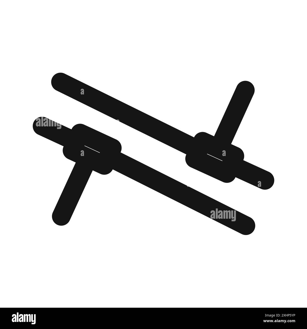 Icona tonfa grafica con linea nera e segno della collezione con contorno bianco e nero Illustrazione Vettoriale