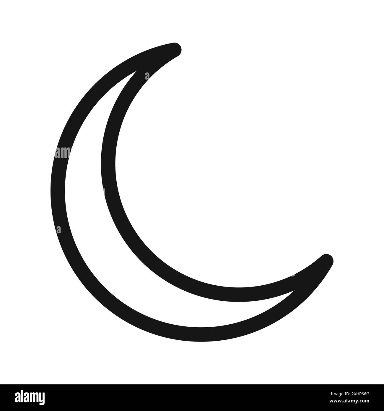 Icona del contorno della luna Vector della collezione Black line in bianco e nero Illustrazione Vettoriale