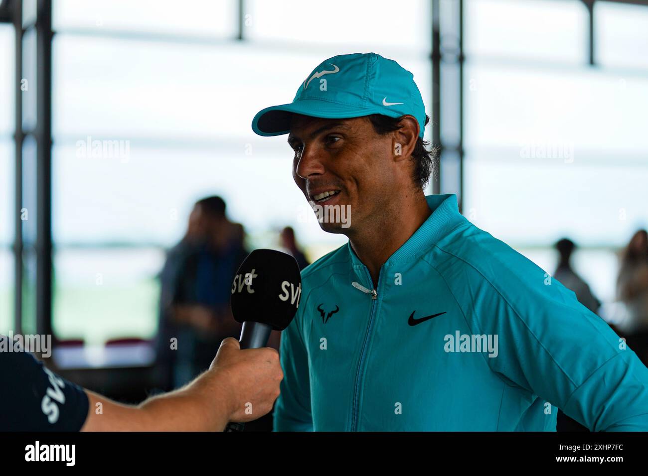 Båstad, ATP 250, Svezia, 07 15 2024, conferenza stampa dopo il doppio match. Rafa Nadal parla con i media. Crediti: Daniel Bengtsson/Alamy Live News Foto Stock