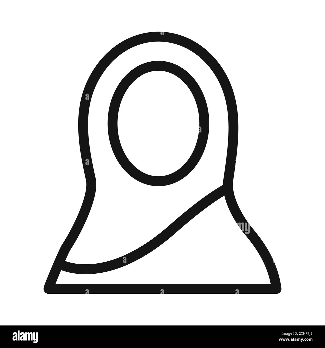 Icona hijab donna Black line art Vector in bianco e nero contorno set segno collezione Illustrazione Vettoriale