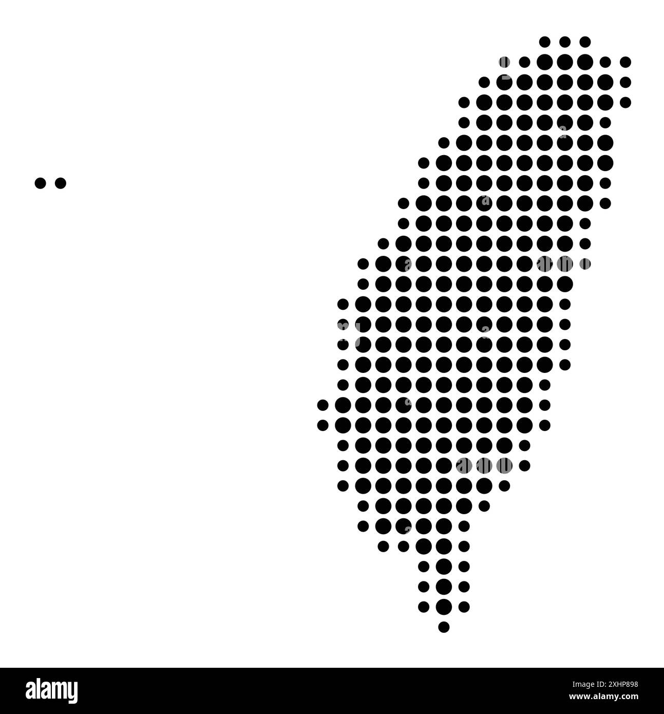 Mappa astratta di Taiwan che mostra l'area del paese con un modello di cerchi neri Illustrazione Vettoriale