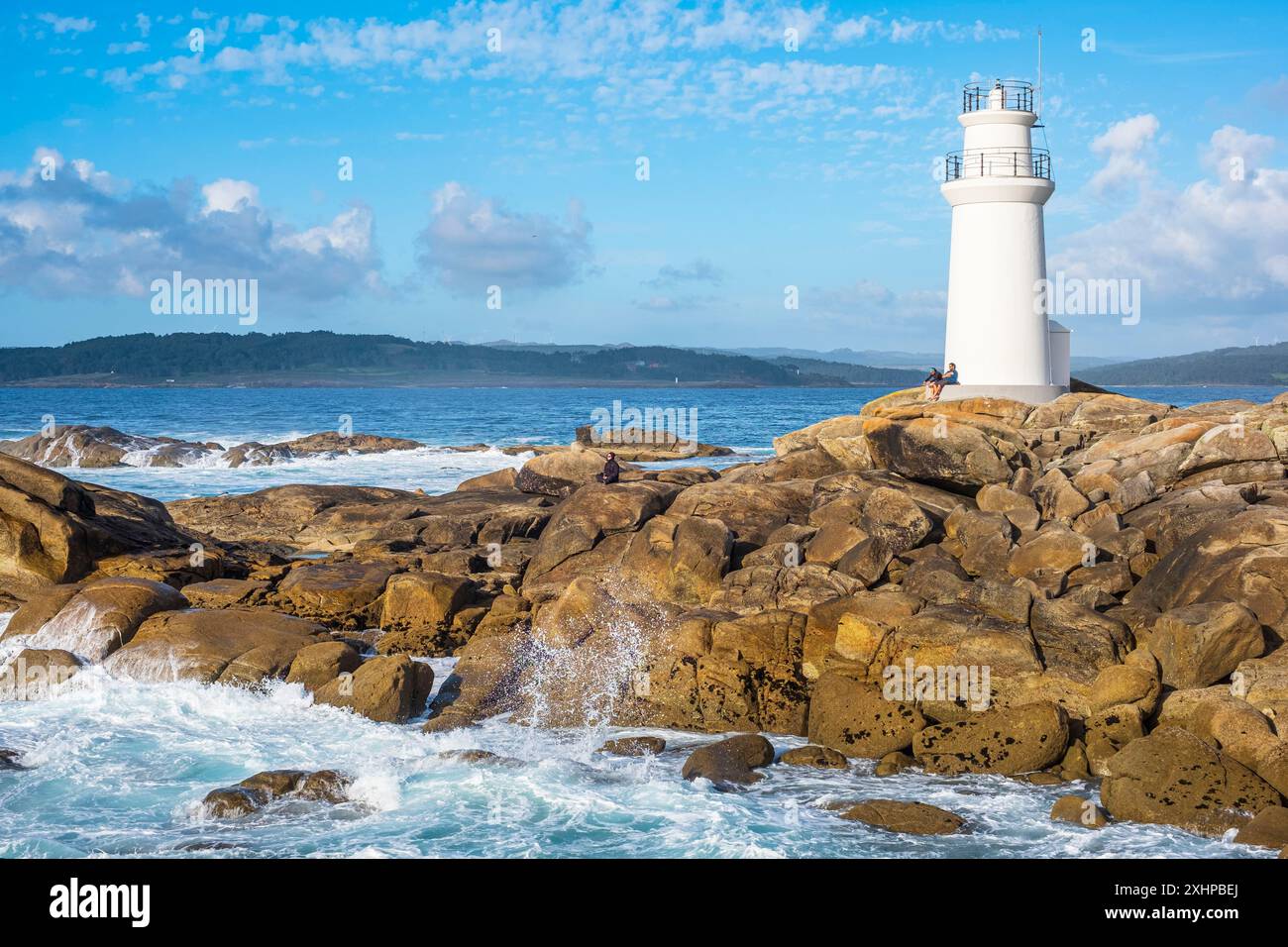 Spagna, Galizia, Muxia, ultima tappa del Camino de Fisterra e Muxia, che collega Santiago de Compostela a Capo Finisterre e Muxia, Punta de la Bar Foto Stock