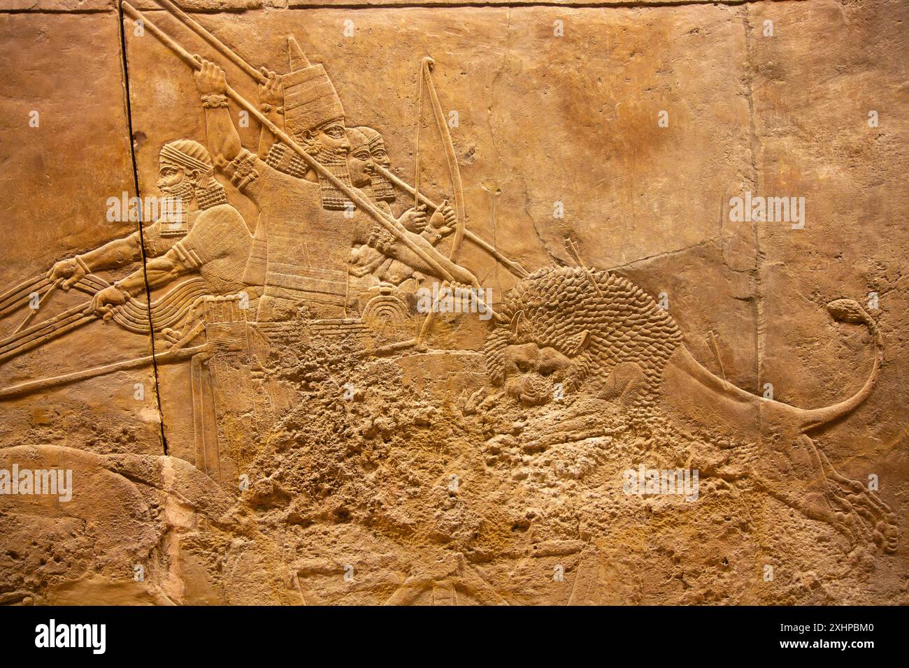 Lion Hunt di Ashurbanipal. British Museum, Londra, Inghilterra. Foto Stock