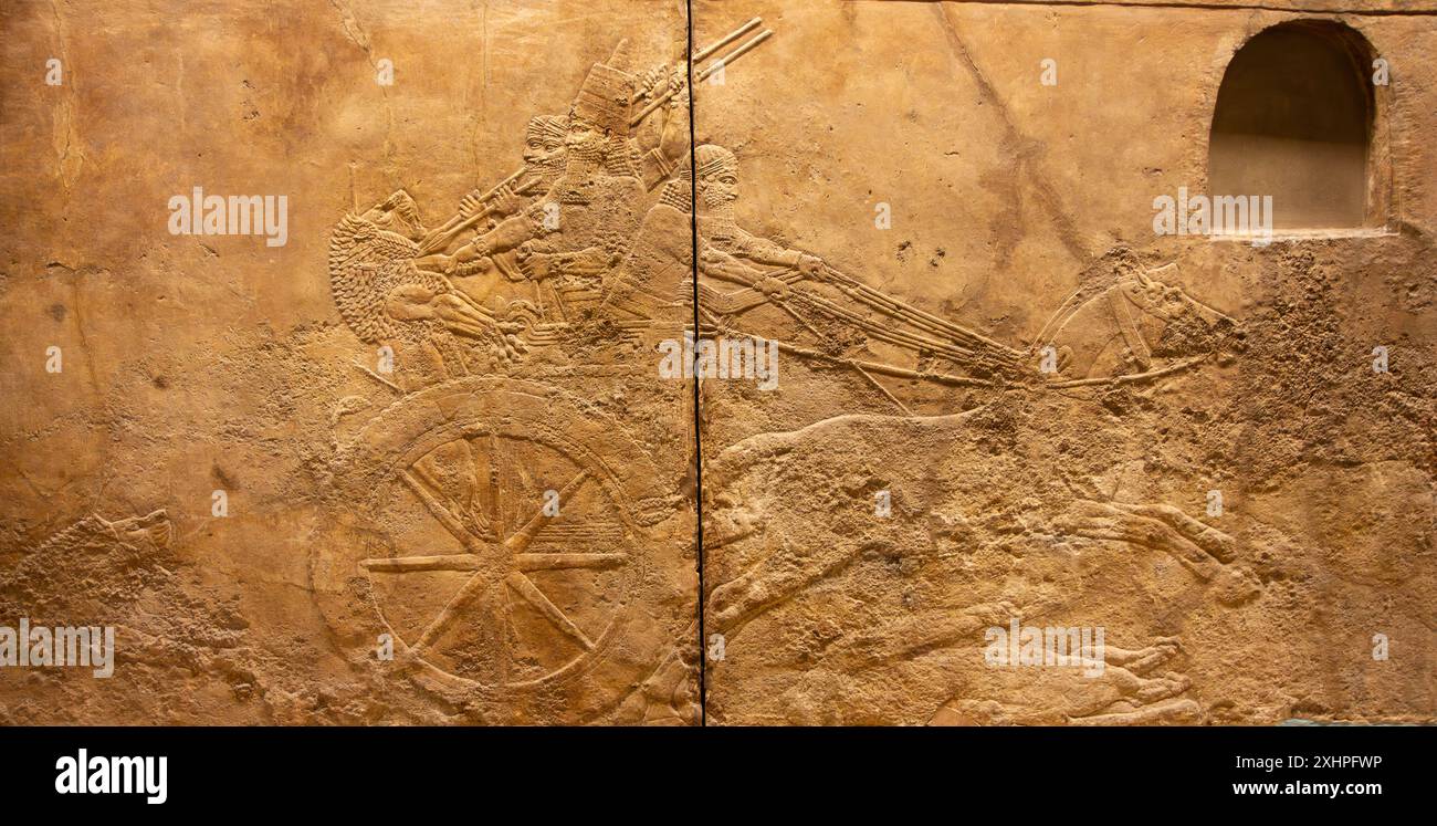 Lion Hunt di Ashurbanipal. British Museum, Londra, Inghilterra. Foto Stock