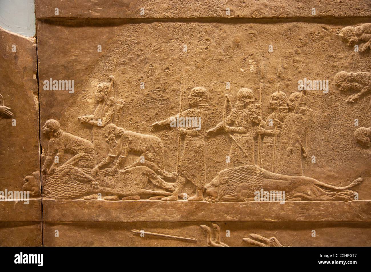 Lion Hunt di Ashurbanipal. British Museum, Londra, Inghilterra. Foto Stock