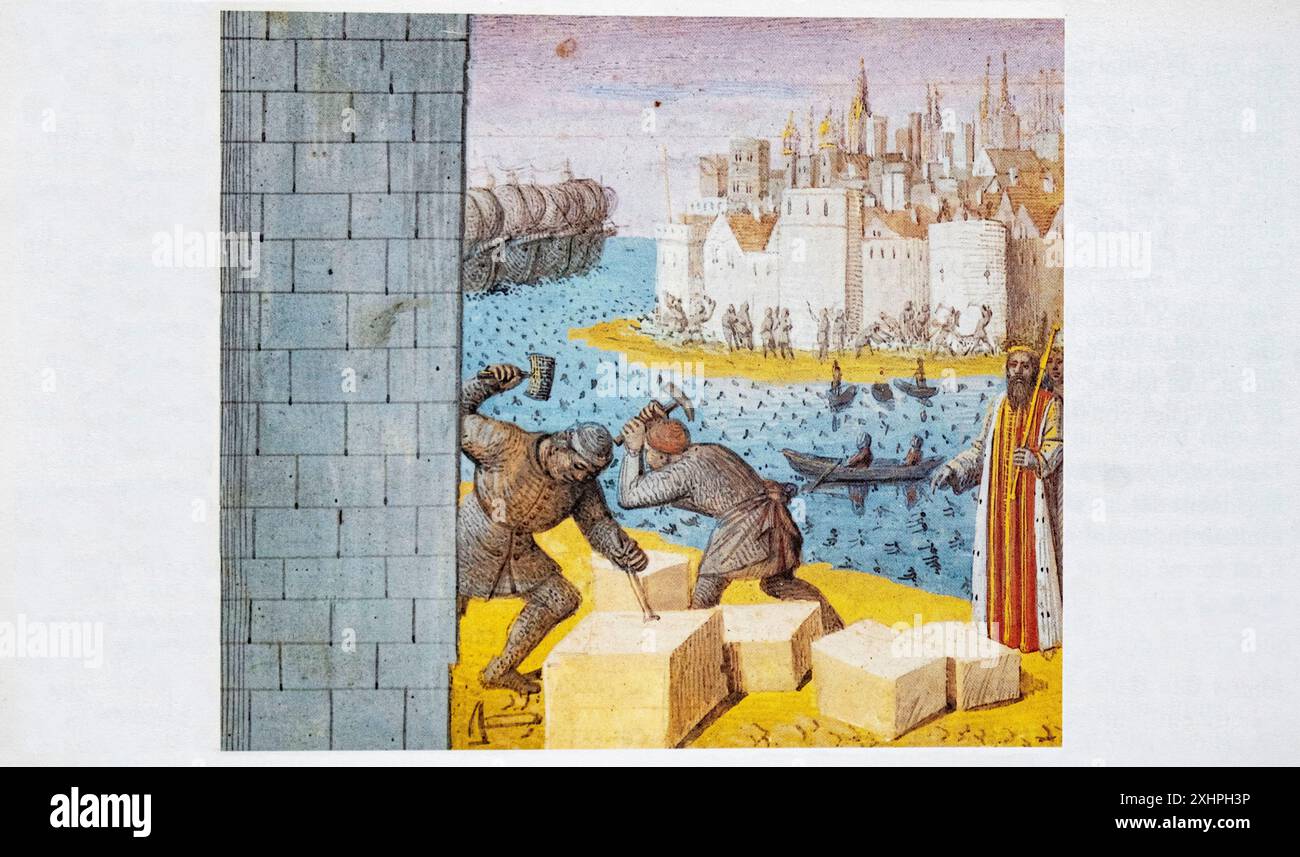 Francia, Parigi, disegno storico, le dimensioni delle pietre per la costruzione del recinto di Philippe Auguste Foto Stock