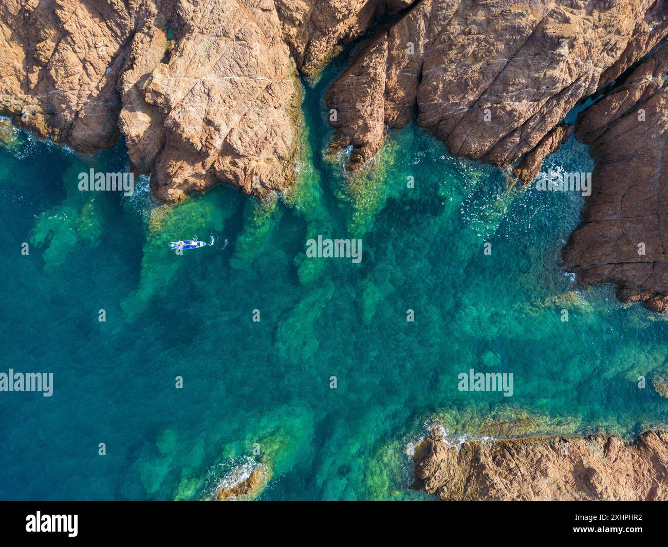 Francia, Var, Corniche de l'Esterel, Saint Raphael, Cap du Dramont (veduta aerea) Foto Stock