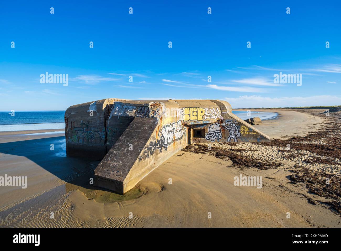 Francia, Morbihan, Erdeven, Grande sito di Francia dune selvatiche da Gavres a Quiberon, Kerminihy spiaggia sul sentiero costiero o GR 34 lunga distanza pat Foto Stock