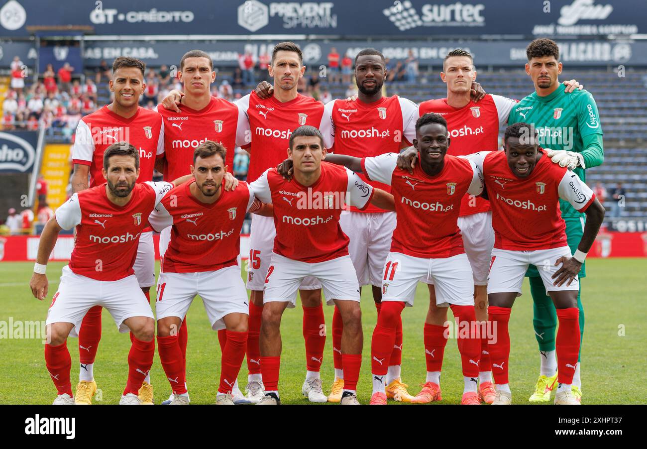 Vila Nova de Famalicão, 14/07/2024 - lo Sporting Clube de Braga ha ospitato il Royal Sporting Club Anderlecht questa mattina al Estádio Municipal de Famalicão in una partita preparatoria per la stagione 2024/25. (Miguel Pereira/Global Imagens) credito: Atlantico Press/Alamy Live News Foto Stock