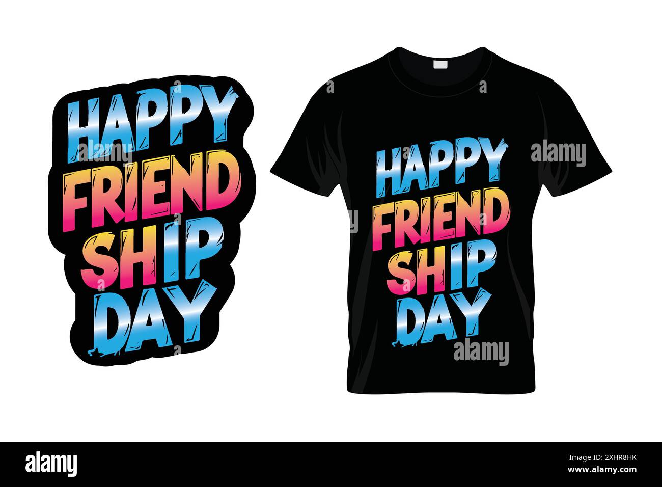 T-shirt Friendship Day Typography Design con file vettoriale Illustrazione Vettoriale