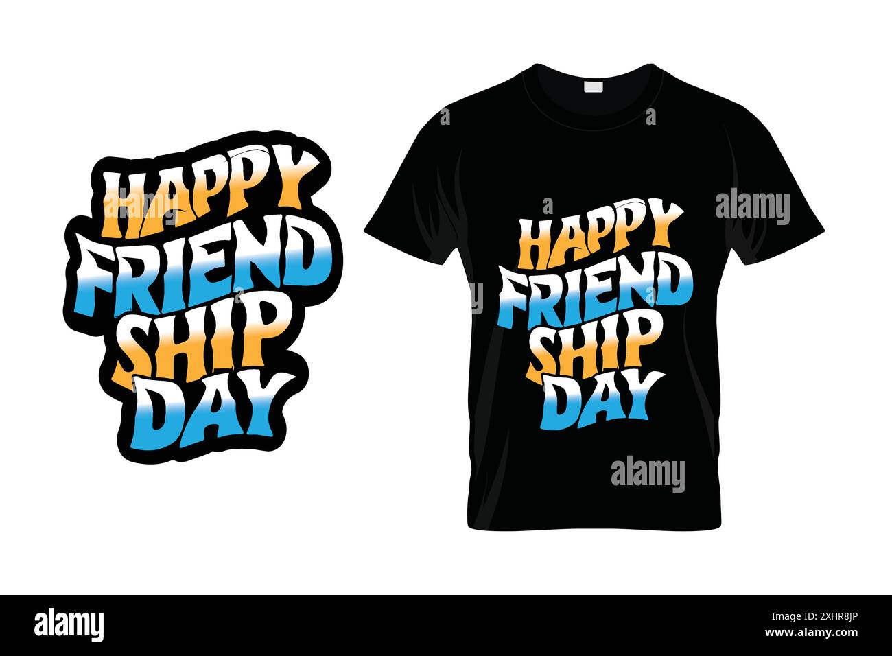 T-shirt Friendship Day Typography Design con file vettoriale Illustrazione Vettoriale