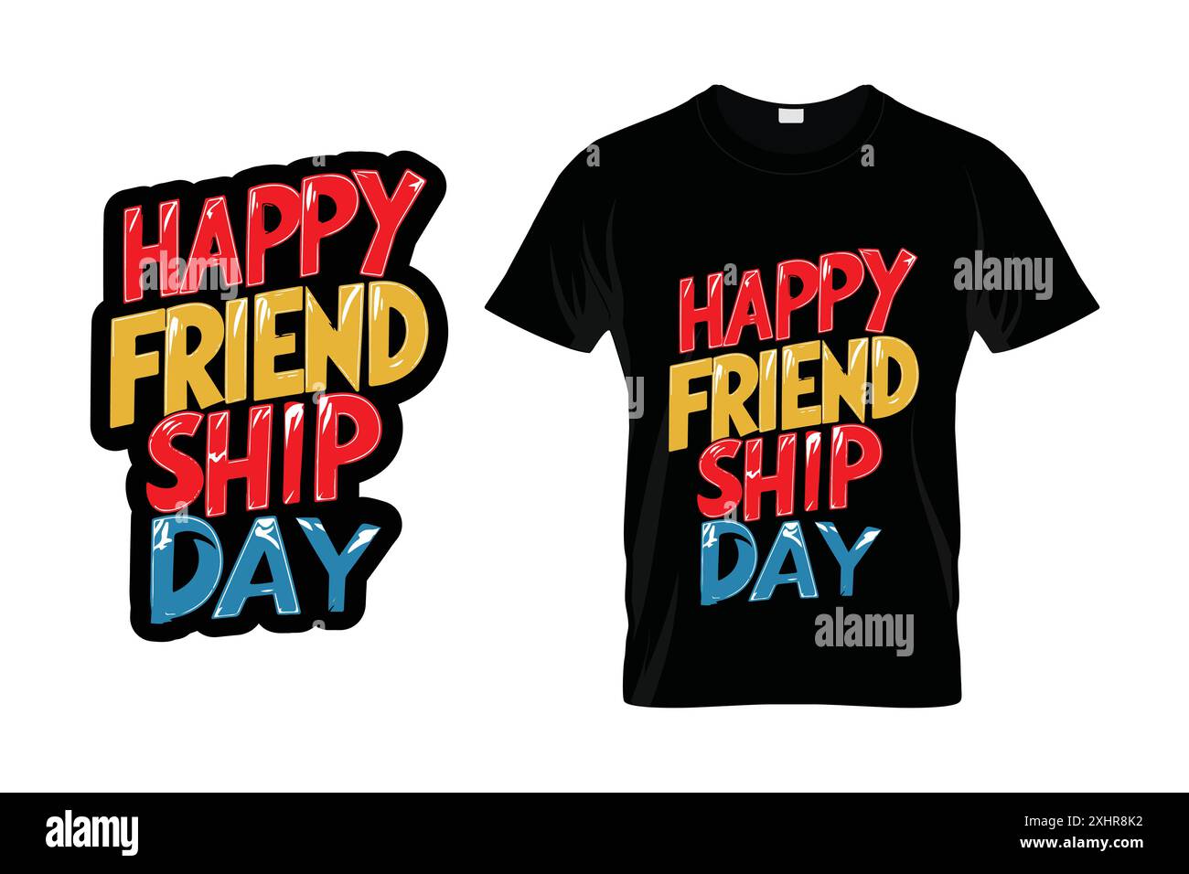 T-shirt Friendship Day Typography Design con file vettoriale Illustrazione Vettoriale