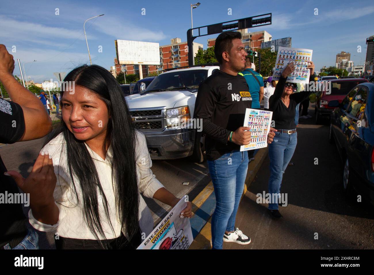 Maracaibo, Venezuela. 04-07-2024.venezuelani dei partiti di opposizione, si tolgono le strade all'inizio della campagna presidenziale. Foto di: Jose Bula Foto Stock