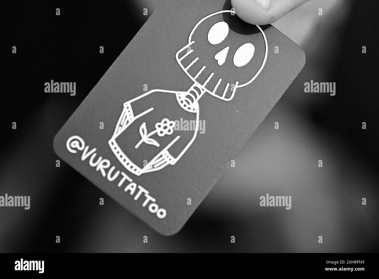 Dettagli ravvicinati alla convention sul tatuaggio tenutasi a Malmö in Svezia l'11 novembre 2023. Foto Stock