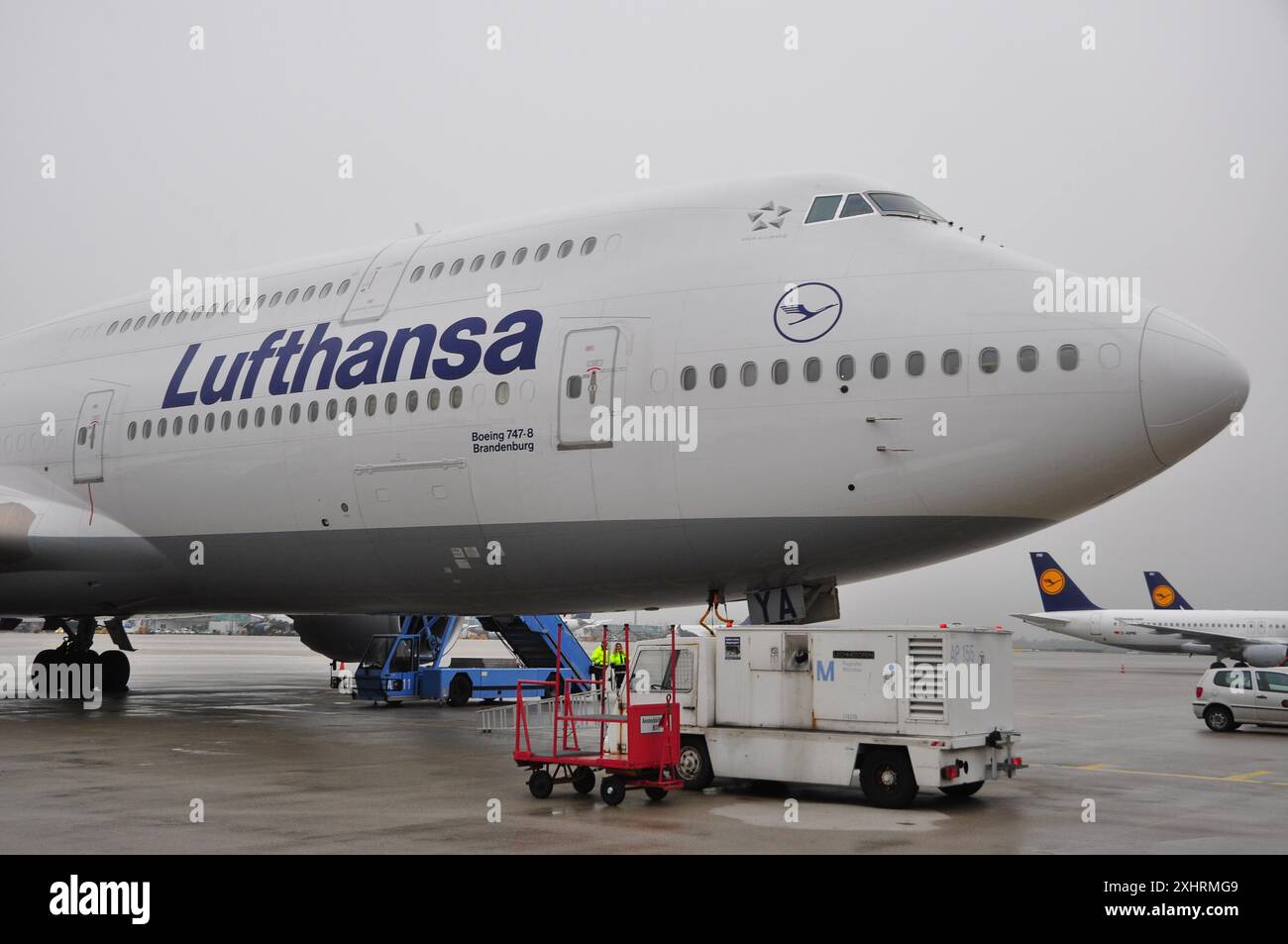 Aviazione, aeromobili passeggeri, Boeing 747-8, aeroporto di Monaco, piazzale, dettagli Foto Stock