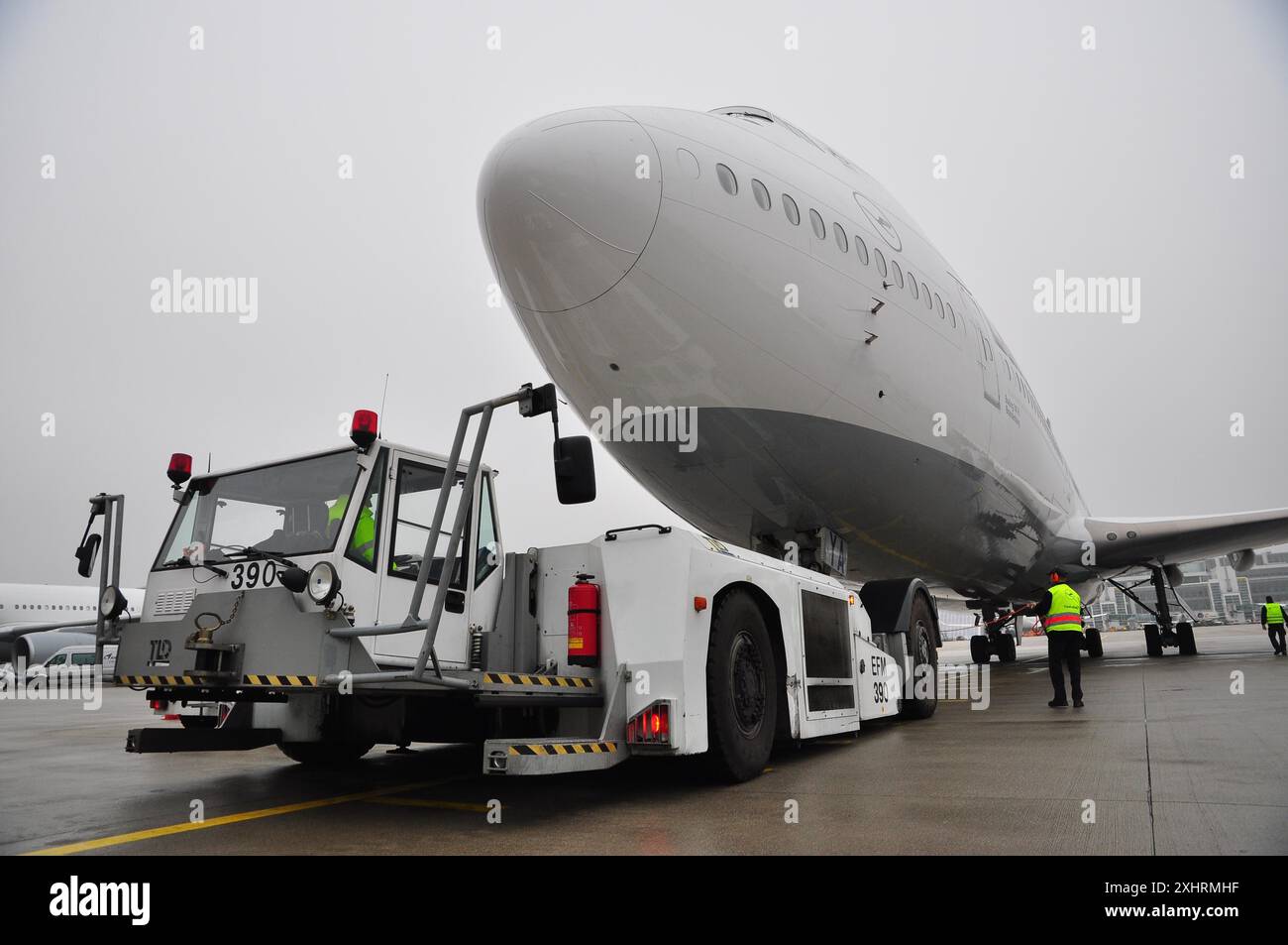 Aviazione, aeromobili passeggeri, Boeing 747-8, aeroporto di Monaco, piazzale, dettagli Foto Stock