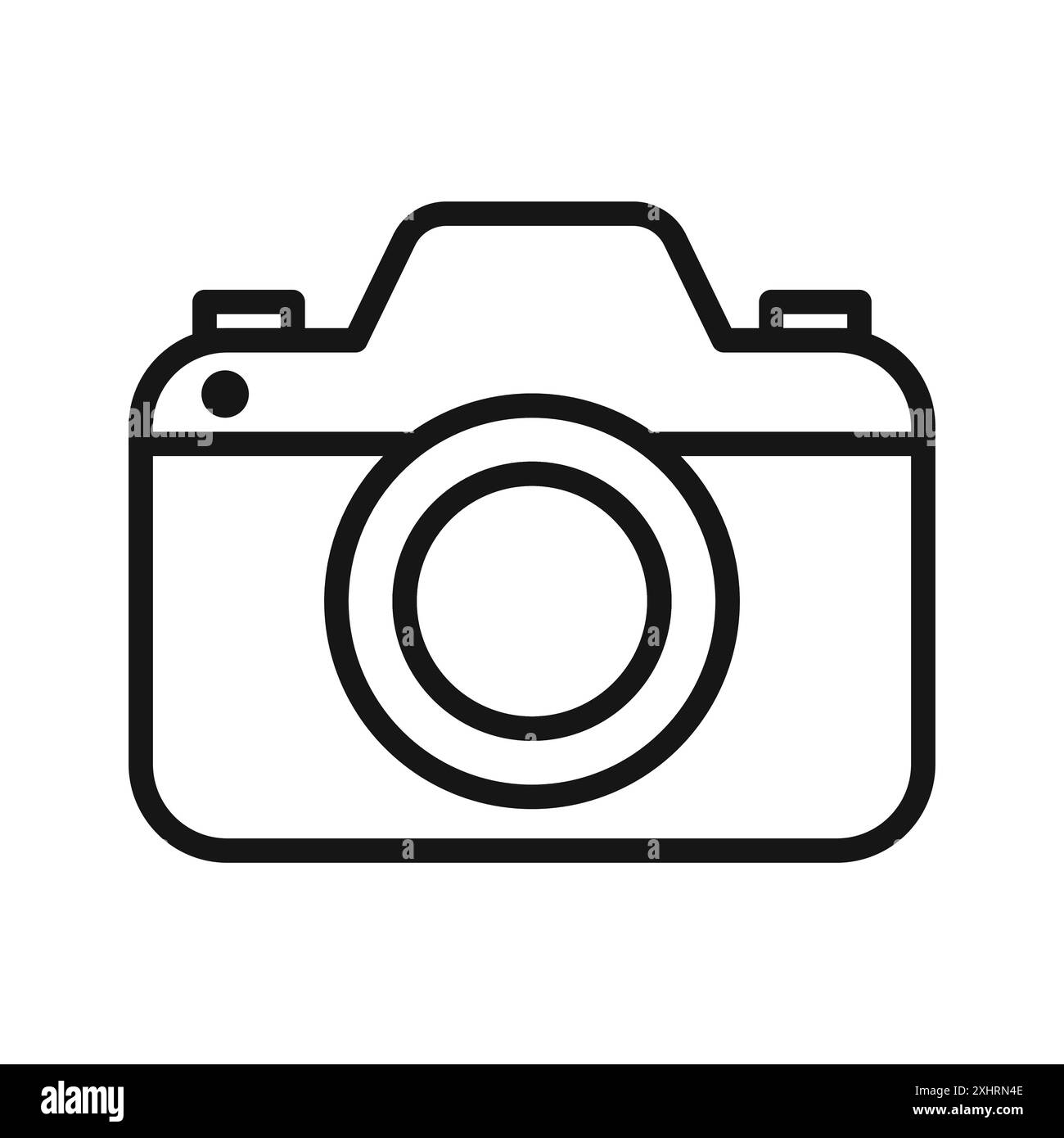 Icona della fotocamera grafica con linee nere in bianco e nero e segno di raccolta del set di contorni Illustrazione Vettoriale