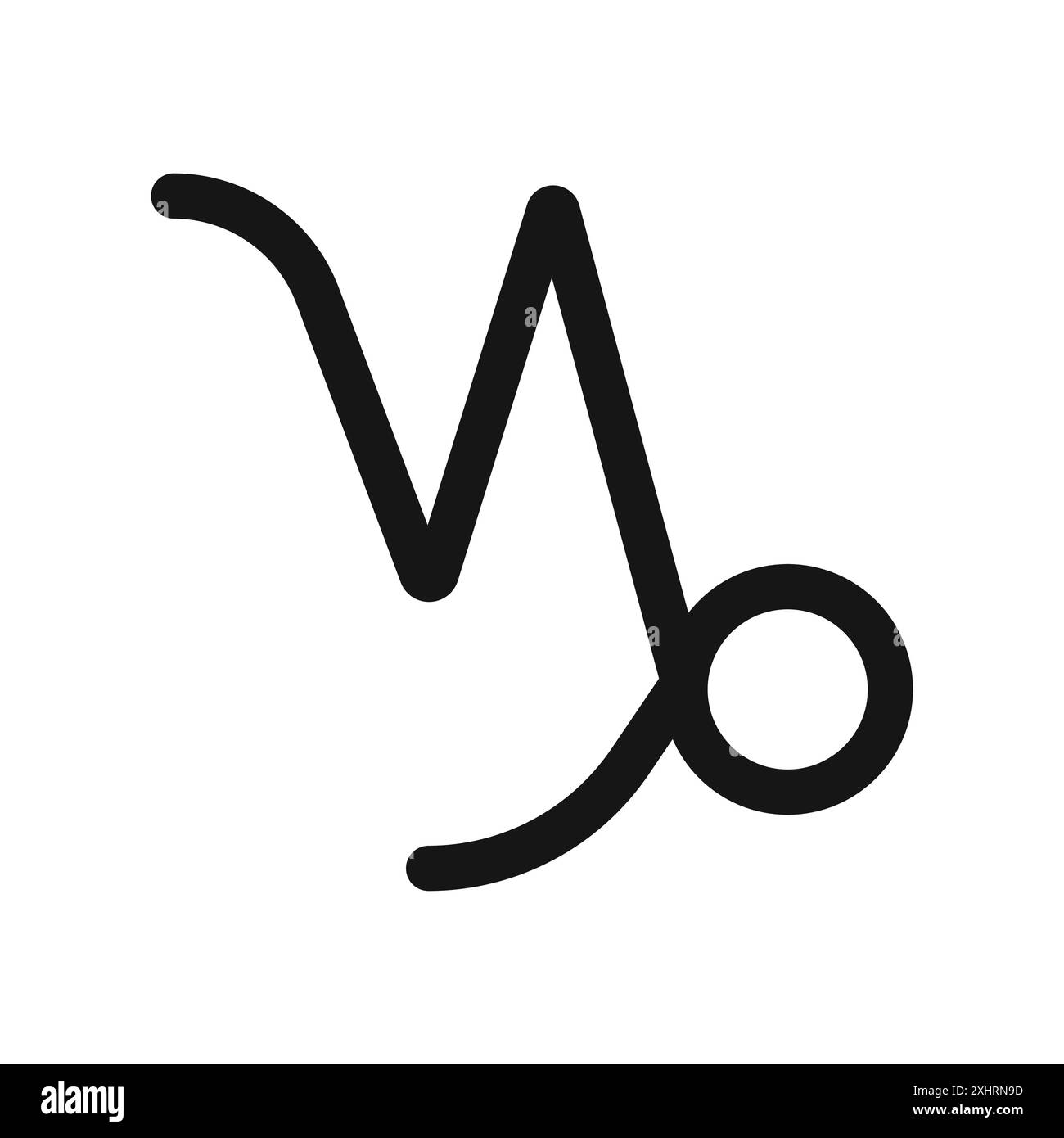 Icona del simbolo zodiaco del Capricorno vettore grafico linea nera con contorno bianco e nero segno di collezione Illustrazione Vettoriale