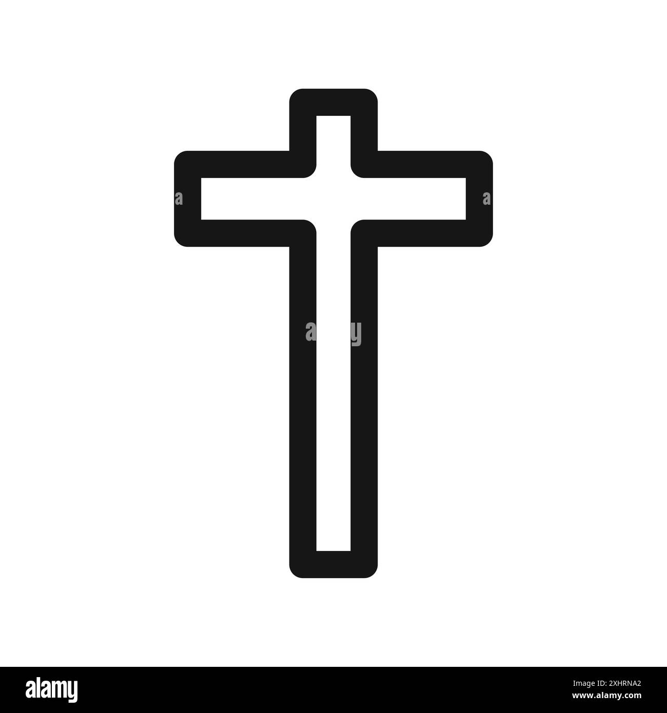 Icona della Croce Cristiana Vettoriale della linea nera in bianco e nero con il simbolo della collezione Illustrazione Vettoriale