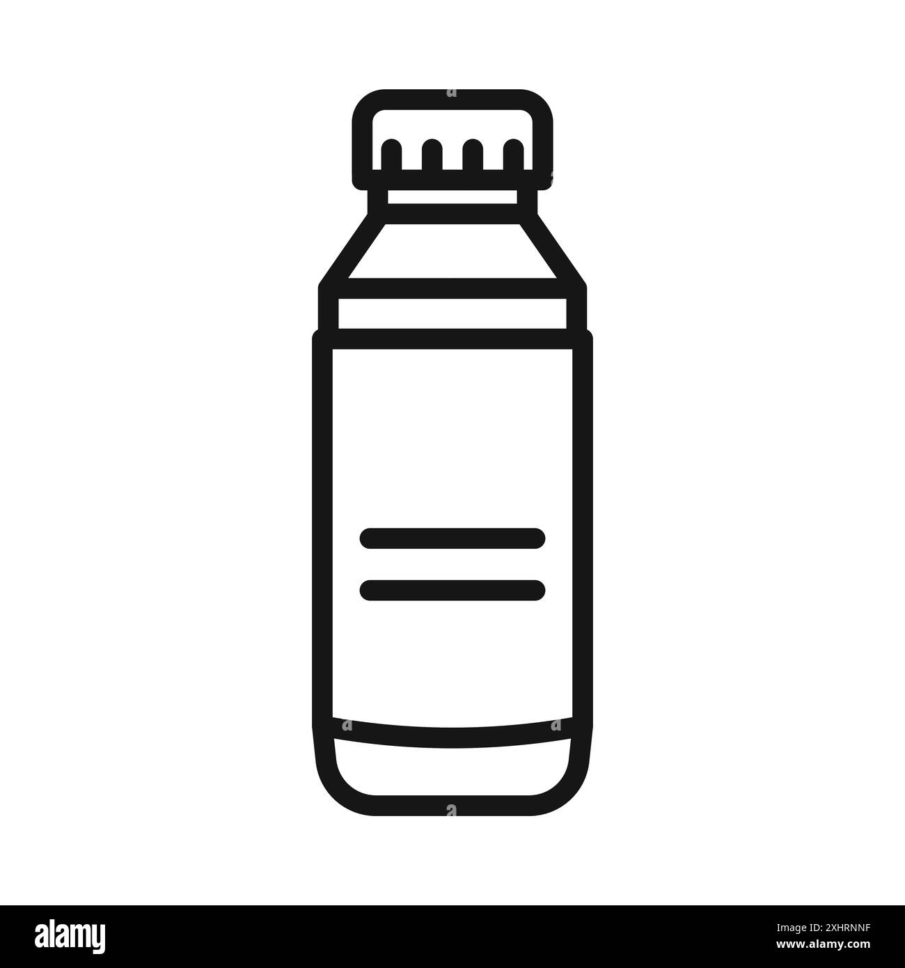 Icona dello sciroppo per tosse Black line art Vector in bianco e nero, insegna della collezione del set di contorni Illustrazione Vettoriale