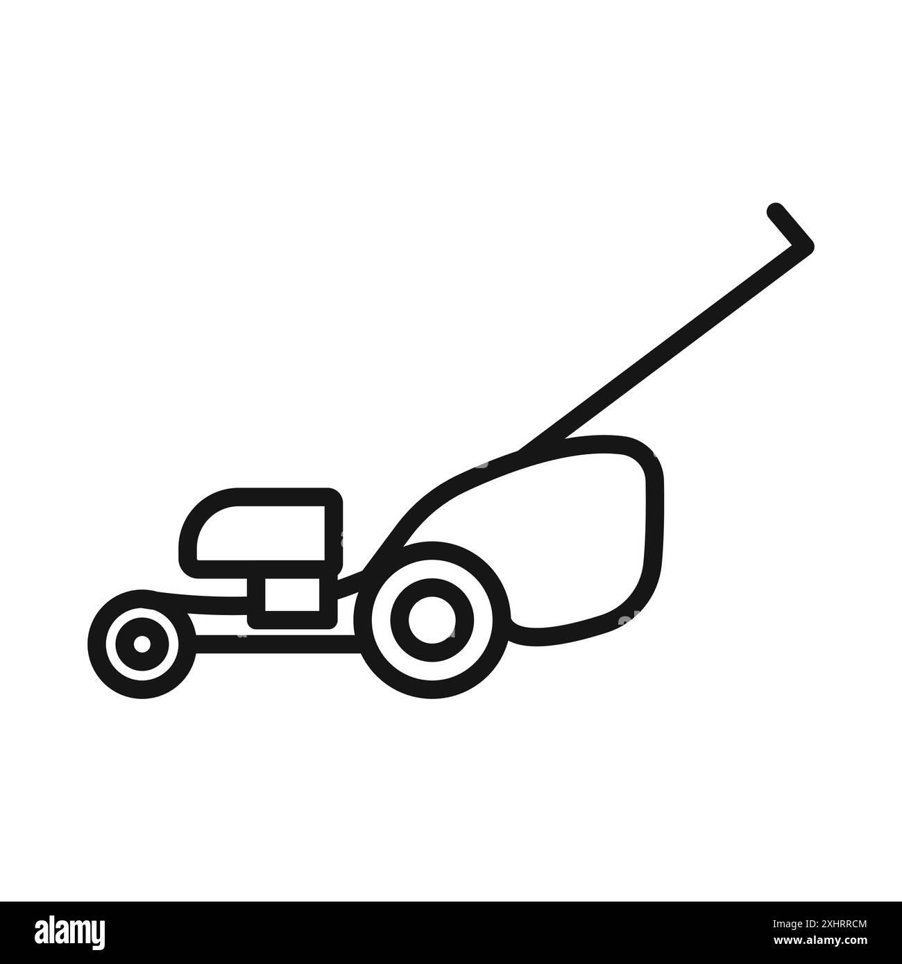 Icona rasaerba Black line art Vector in bianco e nero bordo set segno di raccolta Illustrazione Vettoriale