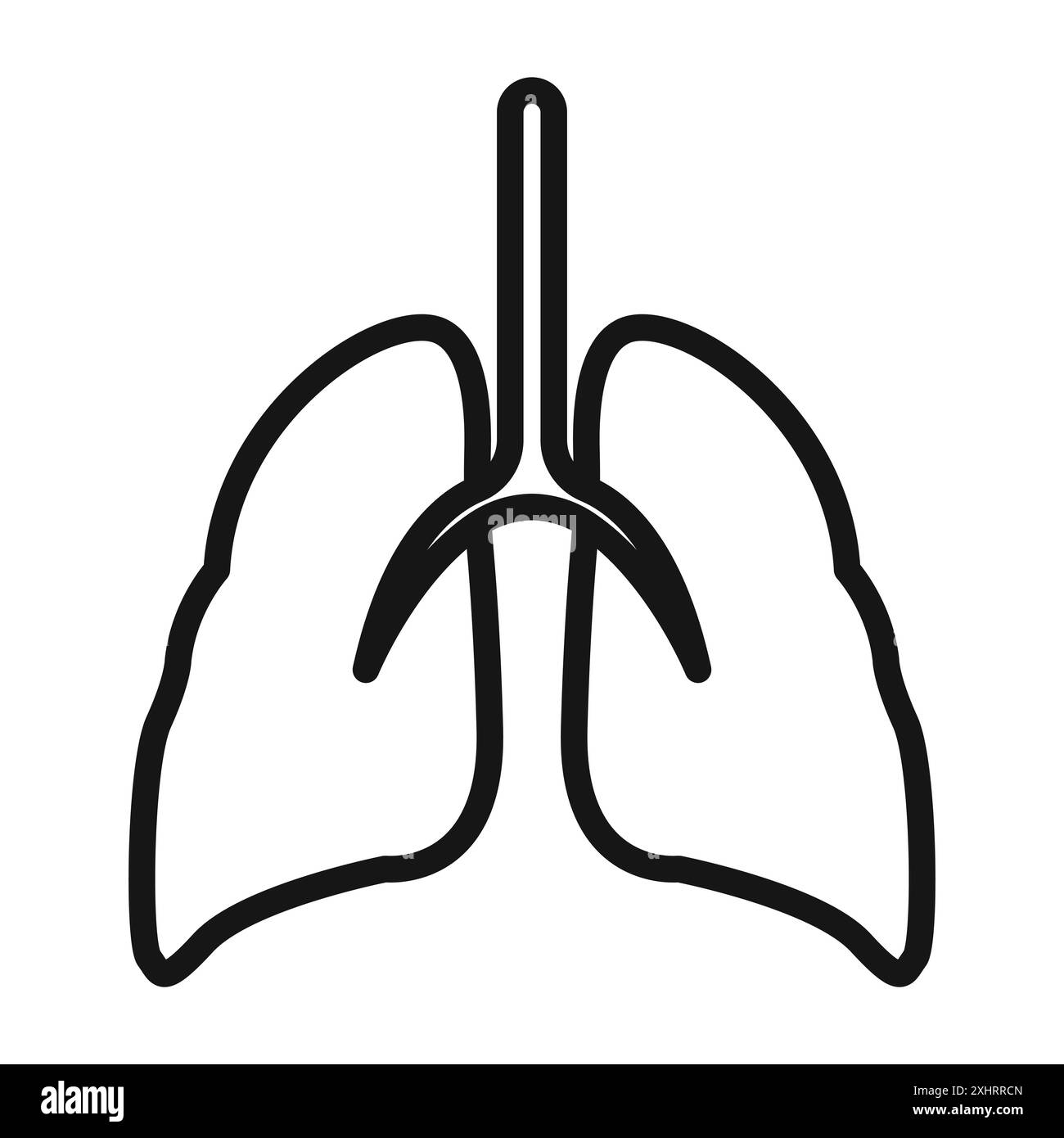 Icona dei polmoni Vector art con linea nera in bianco e nero e segno di raccolta Illustrazione Vettoriale