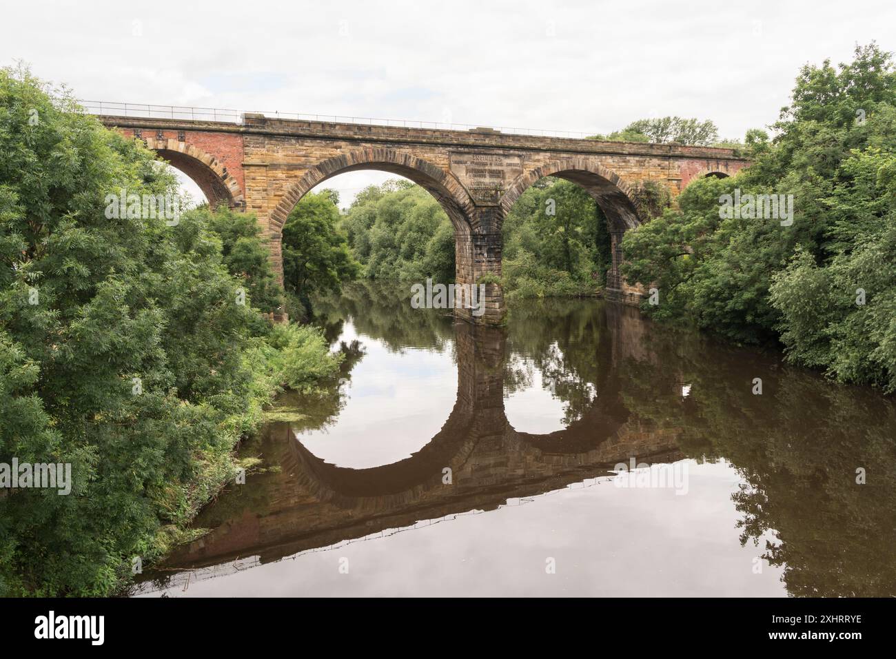 Il viadotto ferroviario sul fiume Tees a Yarm, North Yorkshire, Inghilterra, Regno Unito Foto Stock