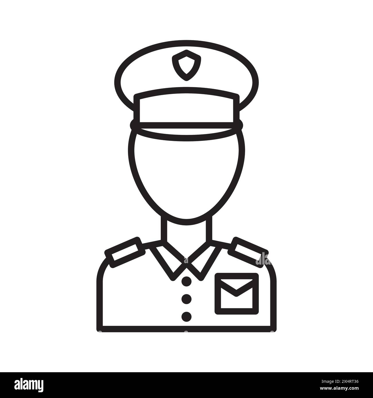 Icona del Chief Officer maschile Black line art Vector in bianco e nero con il simbolo della collezione Illustrazione Vettoriale