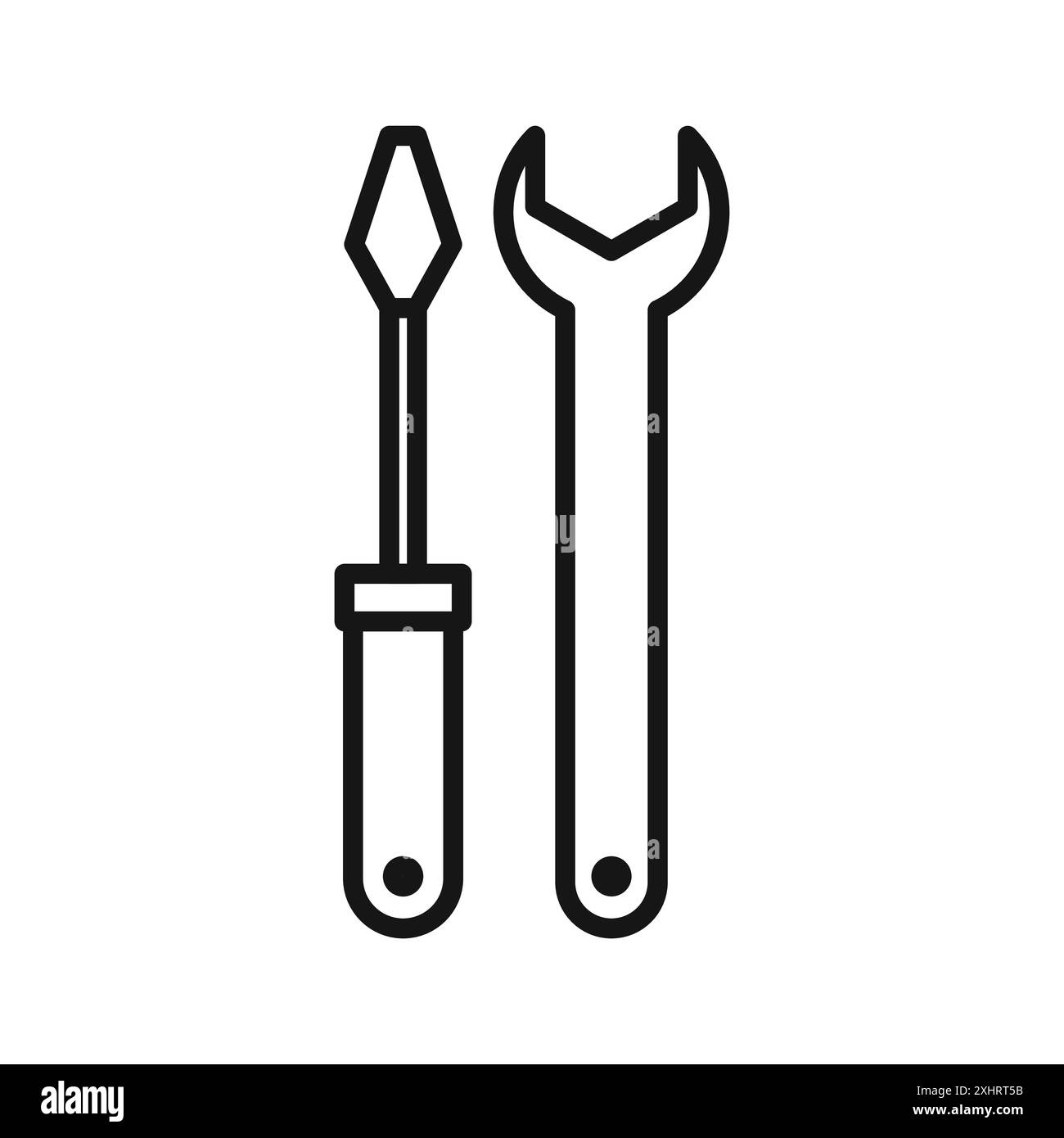 Icona di riparazione vettore grafico linea nera nel segno di raccolta del set di contorni in bianco e nero Illustrazione Vettoriale
