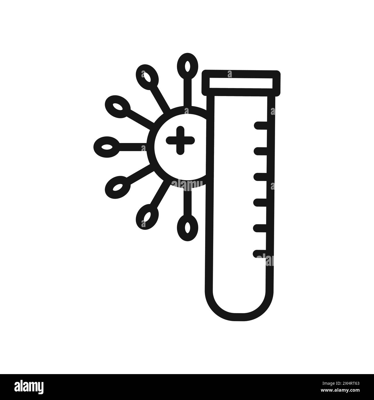Icona del test PCR: Vettore grafico linea nera in bianco e nero, segno di raccolta del set di contorni Illustrazione Vettoriale