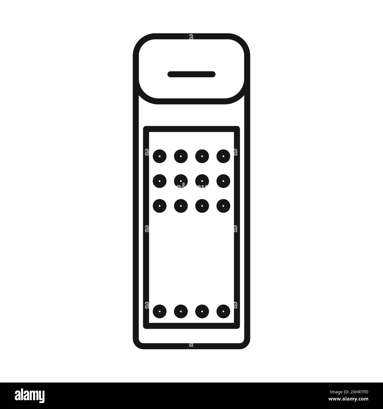 Icona del terminale pos. Vettore grafico linea nera in bianco e nero con il simbolo di raccolta del set di contorni Illustrazione Vettoriale