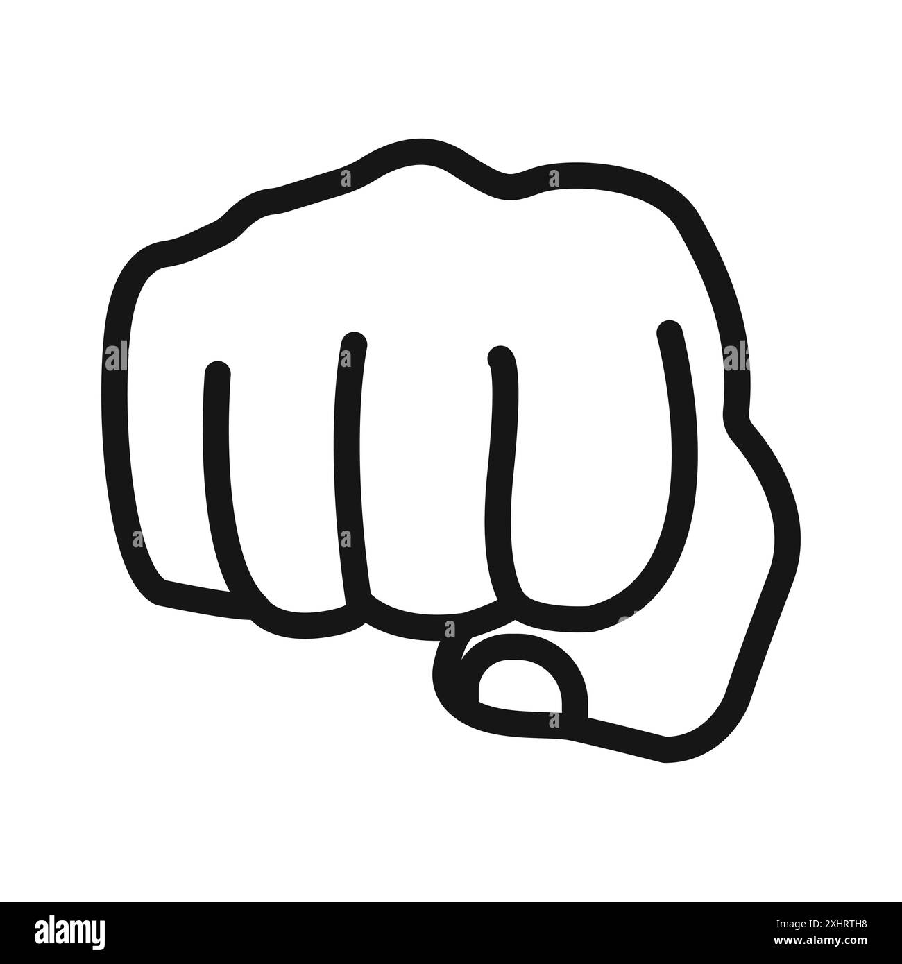 Icona della mano del pugno di punzonatura vettore grafico linea nera in bianco e nero segno della collezione del set di contorni Illustrazione Vettoriale