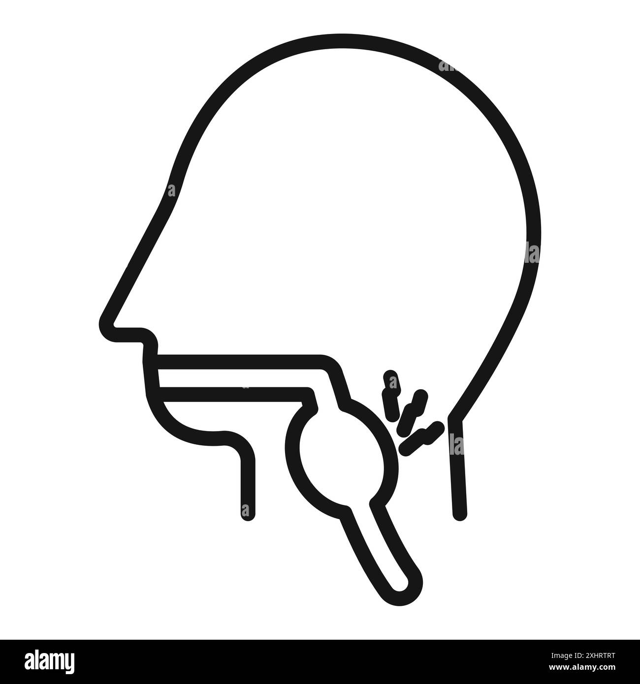 Icona del mal di gola vettore grafico della linea nera in bianco e nero con il simbolo della collezione del set di contorni Illustrazione Vettoriale