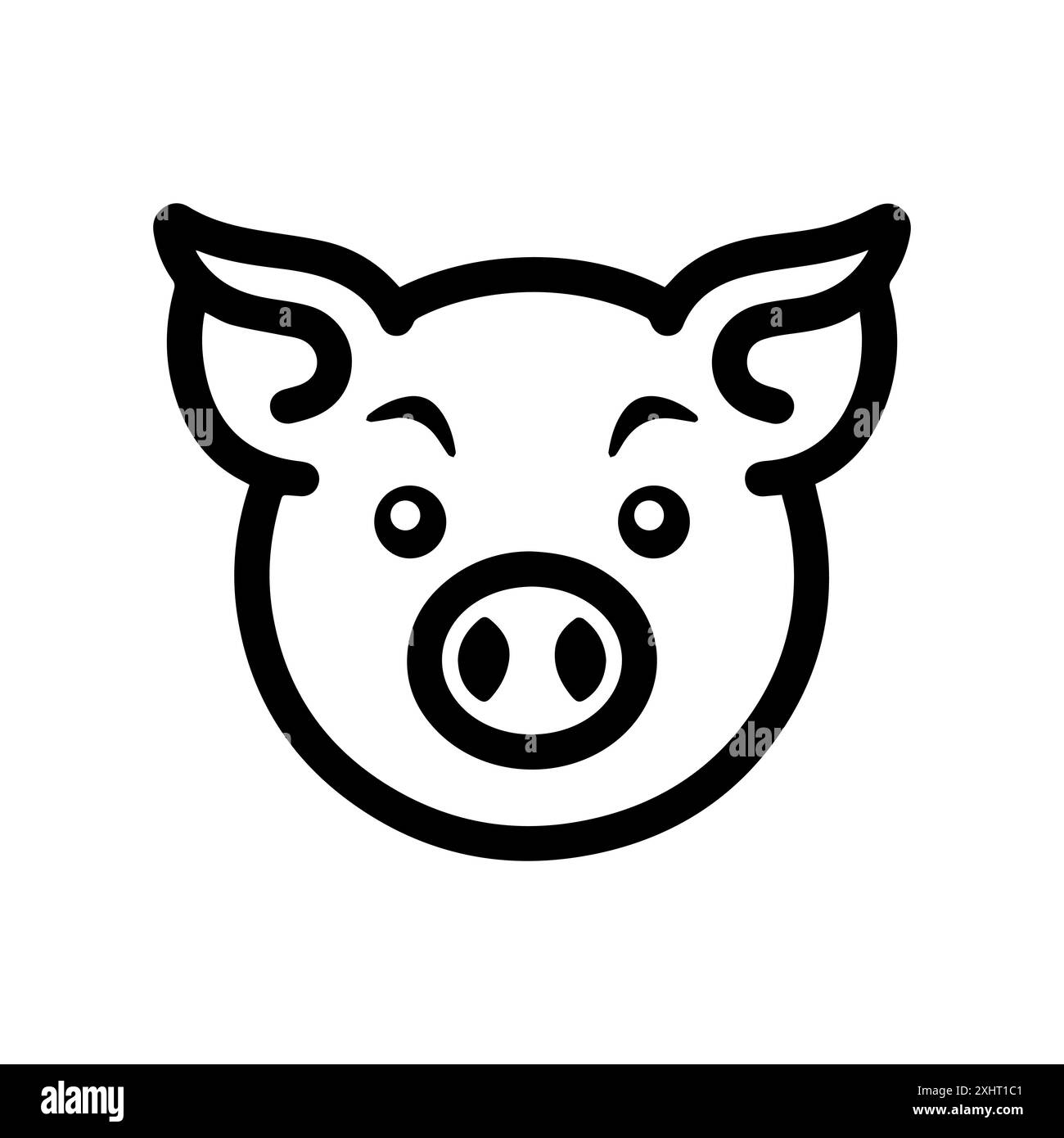 Icona maialino o simbolo di linea moderna. Grafica a linee vettoriali e design a icone con un contorno audace. Bianco e nero Pixel Perfect simbolo minimalista isolato ba bianca Illustrazione Vettoriale