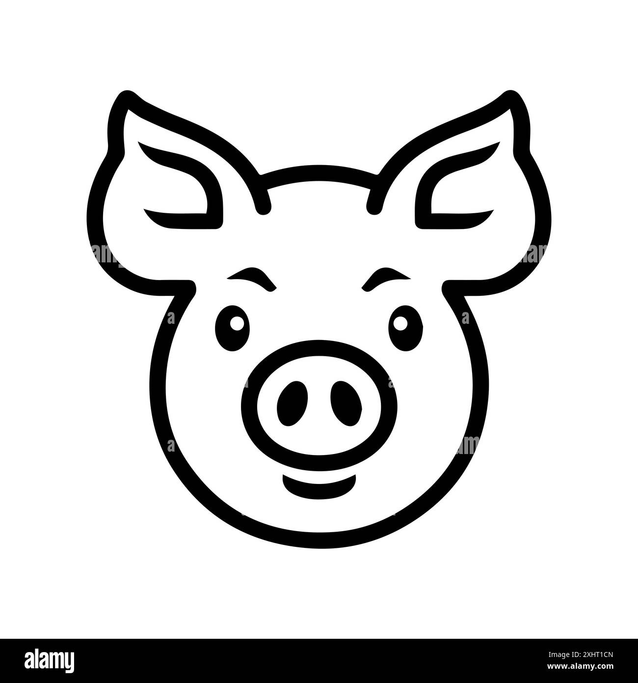 Icona maialino o simbolo di linea moderna. Grafica a linee vettoriali e design a icone con un contorno audace. Bianco e nero Pixel Perfect simbolo minimalista isolato ba bianca Illustrazione Vettoriale