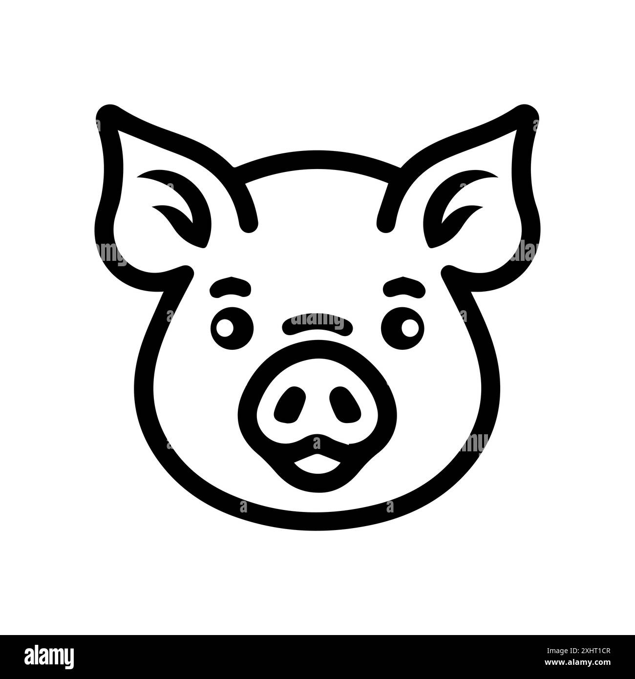 Icona maialino o simbolo di linea moderna. Grafica a linee vettoriali e design a icone con un contorno audace. Bianco e nero Pixel Perfect simbolo minimalista isolato ba bianca Illustrazione Vettoriale