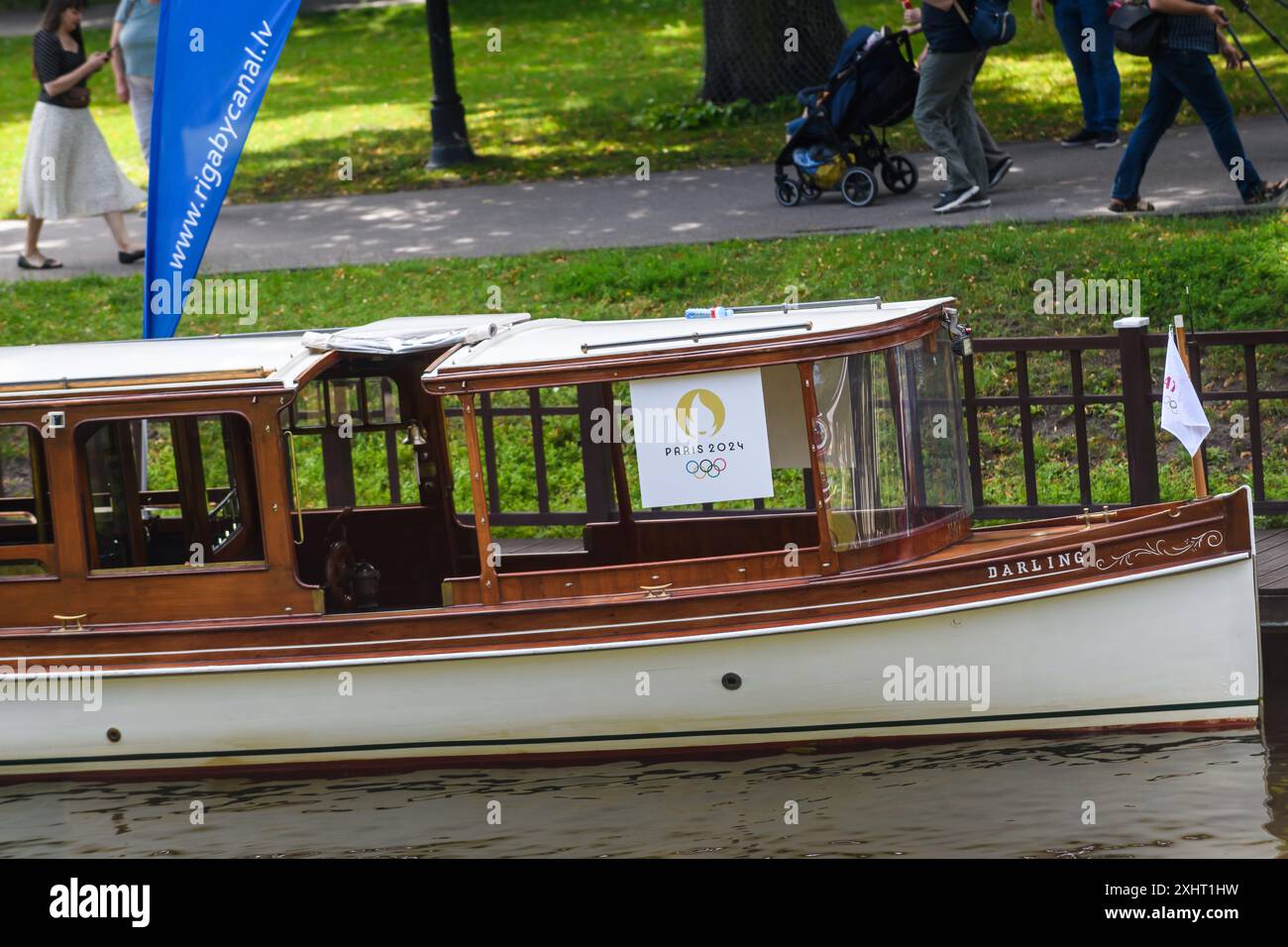 RIGA, Lettonia. 15 luglio 2024. La presentazione del "Team Latvia" e l'annuncio dei portabandiera dei XXXIII Giochi olimpici estivi. Crediti: Gints Ivuskans/Alamy Live News Foto Stock