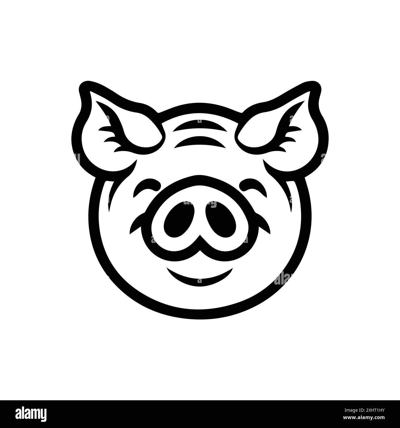 Icona maialino o simbolo di linea moderna. Grafica a linee vettoriali e design a icone con un contorno audace. Bianco e nero Pixel Perfect simbolo minimalista isolato ba bianca Illustrazione Vettoriale