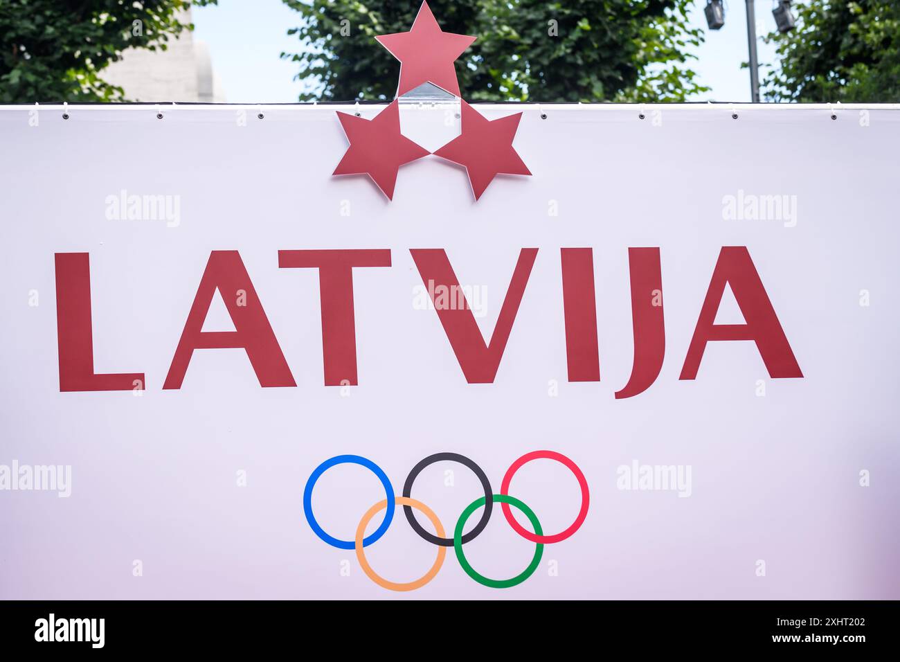RIGA, Lettonia. 15 luglio 2024. La presentazione del "Team Latvia" e l'annuncio dei portabandiera dei XXXIII Giochi olimpici estivi. Crediti: Gints Ivuskans/Alamy Live News Foto Stock