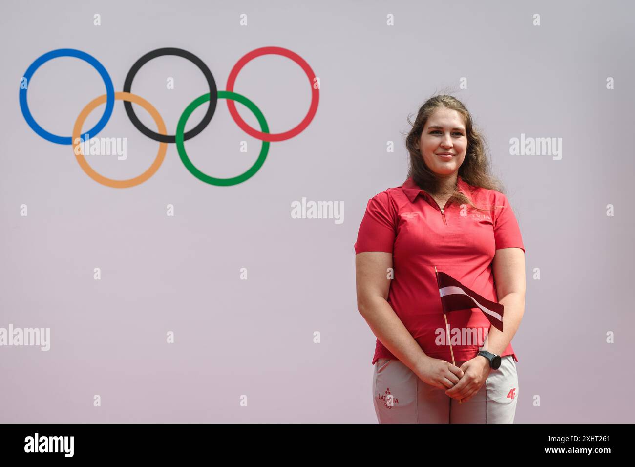 RIGA, Lettonia. 15 luglio 2024. La presentazione del "Team Latvia" e l'annuncio dei portabandiera dei XXXIII Giochi olimpici estivi. Crediti: Gints Ivuskans/Alamy Live News Foto Stock