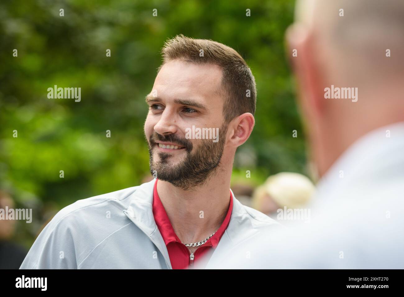 RIGA, Lettonia. 15 luglio 2024. La presentazione del "Team Latvia" e l'annuncio dei portabandiera dei XXXIII Giochi olimpici estivi. Crediti: Gints Ivuskans/Alamy Live News Foto Stock