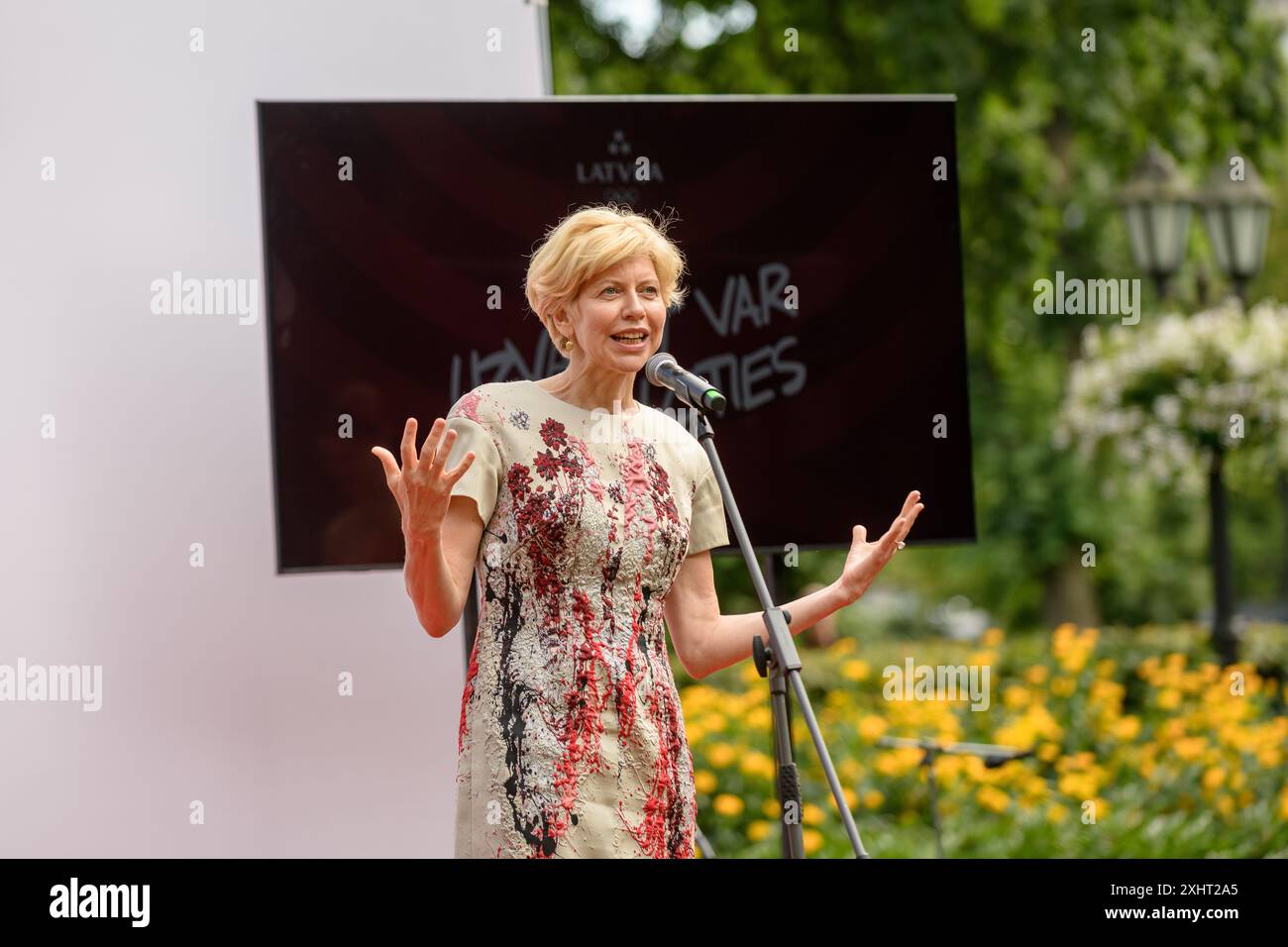 RIGA, Lettonia. 15 luglio 2024. La presentazione del "Team Latvia" e l'annuncio dei portabandiera dei XXXIII Giochi olimpici estivi. Crediti: Gints Ivuskans/Alamy Live News Foto Stock