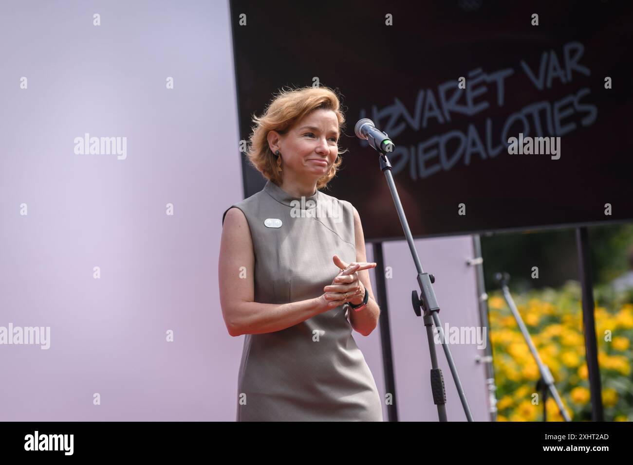 RIGA, Lettonia. 15 luglio 2024. La presentazione del "Team Latvia" e l'annuncio dei portabandiera dei XXXIII Giochi olimpici estivi. Crediti: Gints Ivuskans/Alamy Live News Foto Stock