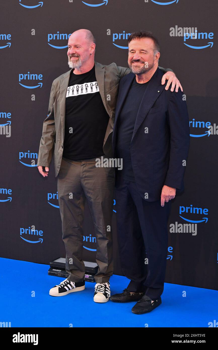 Roma, Italia. 15 luglio 2024. Pietro Sermonti e Christian De Sica partecipano alla presentazione di prime Video News Photocall a Villa Miani a Roma, il 15 luglio 2024. (Foto di Domenico Cippitelli/NurPhoto) credito: NurPhoto SRL/Alamy Live News Foto Stock