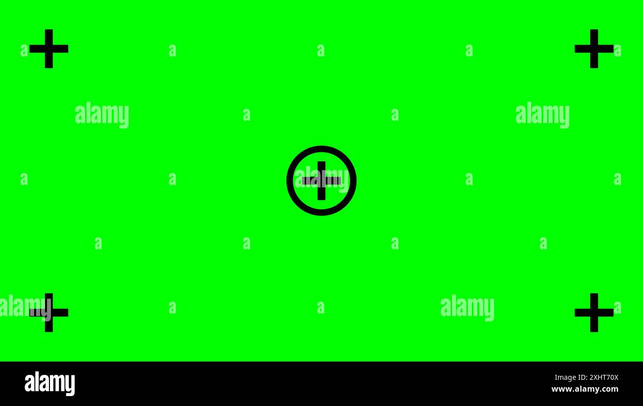 Sfondo verde con segni incrociati neri. Tecnica Chromakey nell'industria cinematografica. Tecnologia per aggiungere effetti visivi o effetti visivi durante la fase di post-produzione dei film. Illustrazione vettoriale. Illustrazione Vettoriale