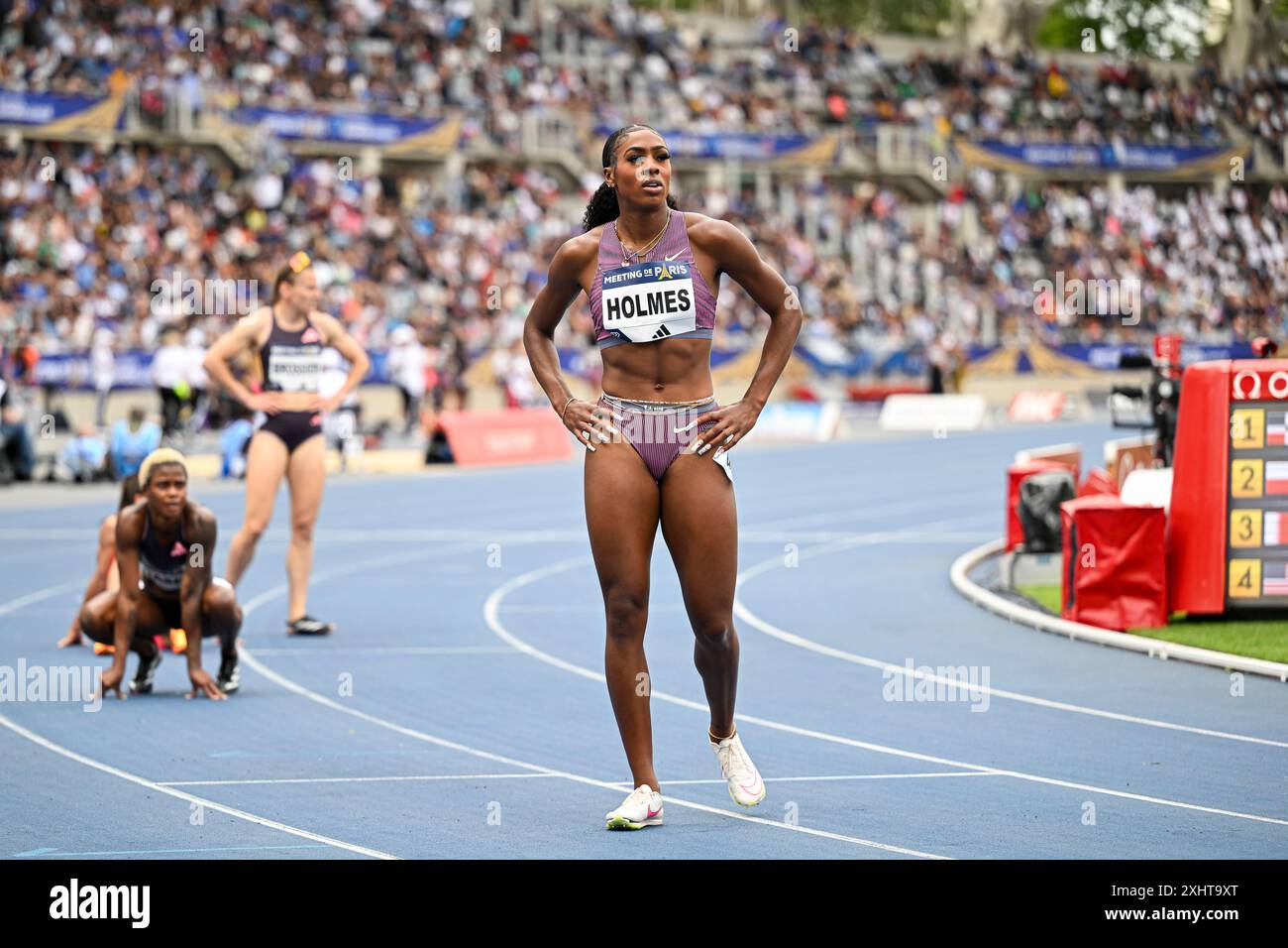 Parigi, Francia. 7 luglio 2024. Alexis Holmes durante l'evento di atletica leggera Meeting de Paris Wanda Diamond League 2024 il 7 luglio 2024 allo stadio Charlety di Parigi, in Francia. Foto Victor Joly/DPPI credito: DPPI Media/Alamy Live News Foto Stock